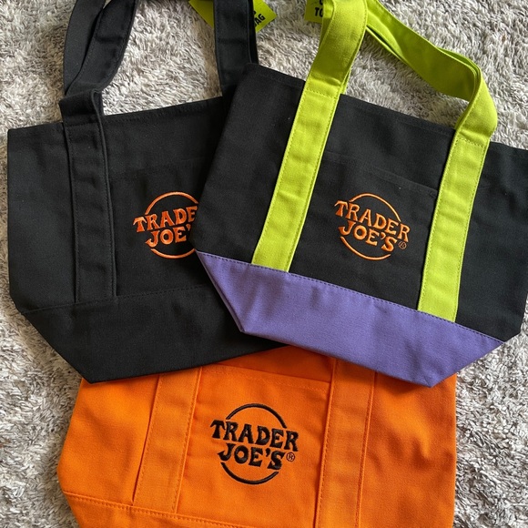 Trader Joe's Insulated Tote Bag Set - Black Orange Purple